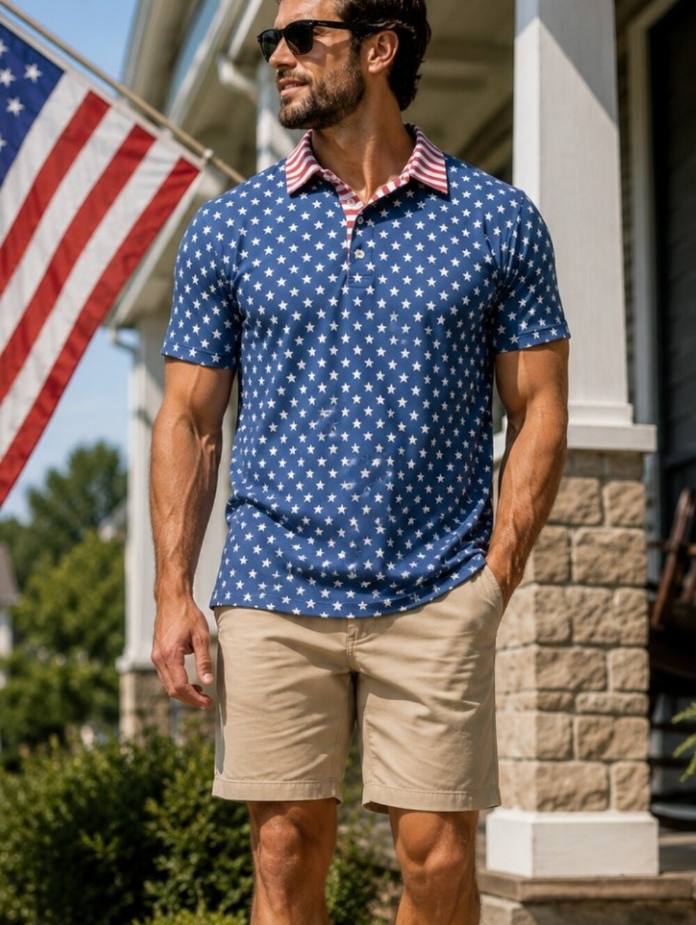 Southern Shirt Patriotic Stars & Stripes Performance Polo Men’s Medium USA Golf
